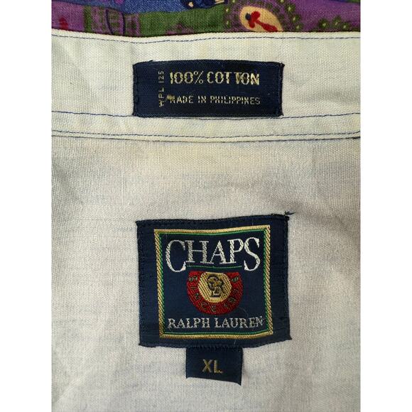 Vintage Chaps Ralph Lauren Men's Paisley Button Up Shirt XL Short Sleeve - Picture 3 of 9